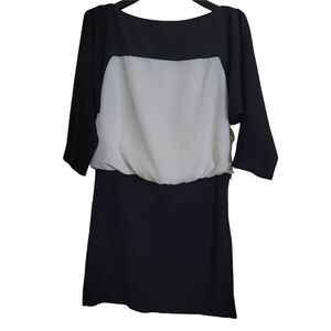 Loft Black White Color Blocked Career Work Mixed Media Dolman Dress Size 2